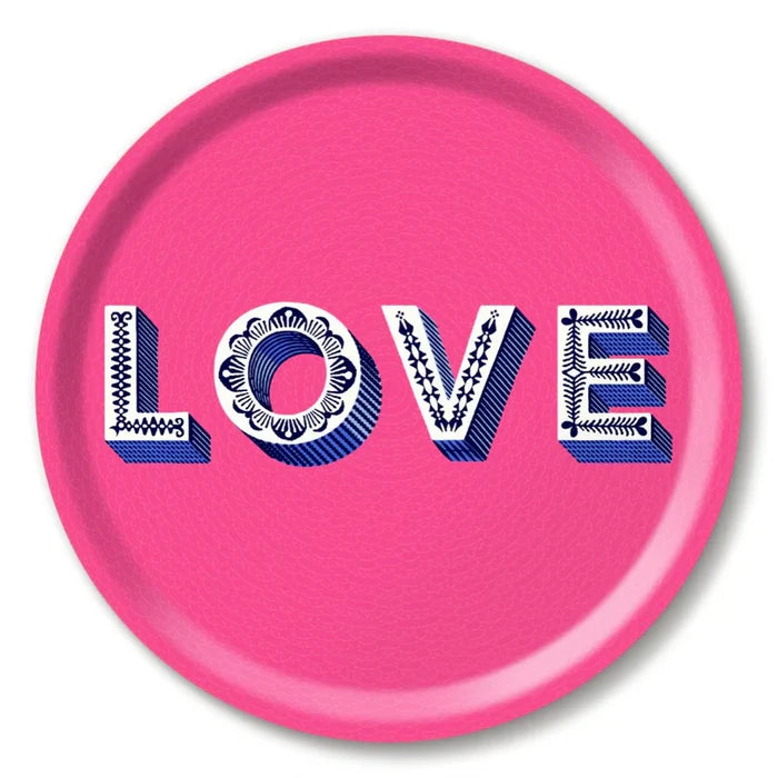 LOVE PINK ROUND TRAY