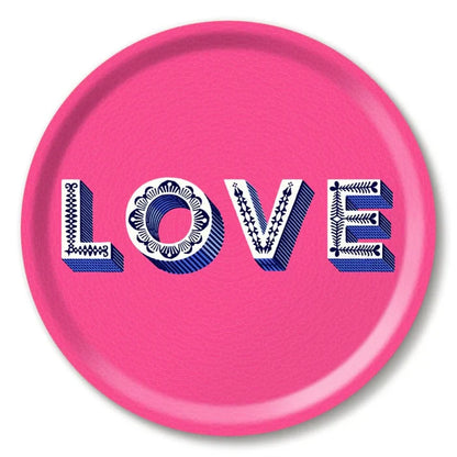 LOVE PINK ROUND TRAY