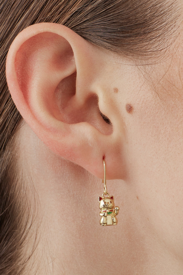 Lucky Cat Hook Earrings