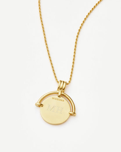Lucy Williams Medium Engravable Roman Arc Coin Necklace | 18ct Gold Plated Necklaces Missoma