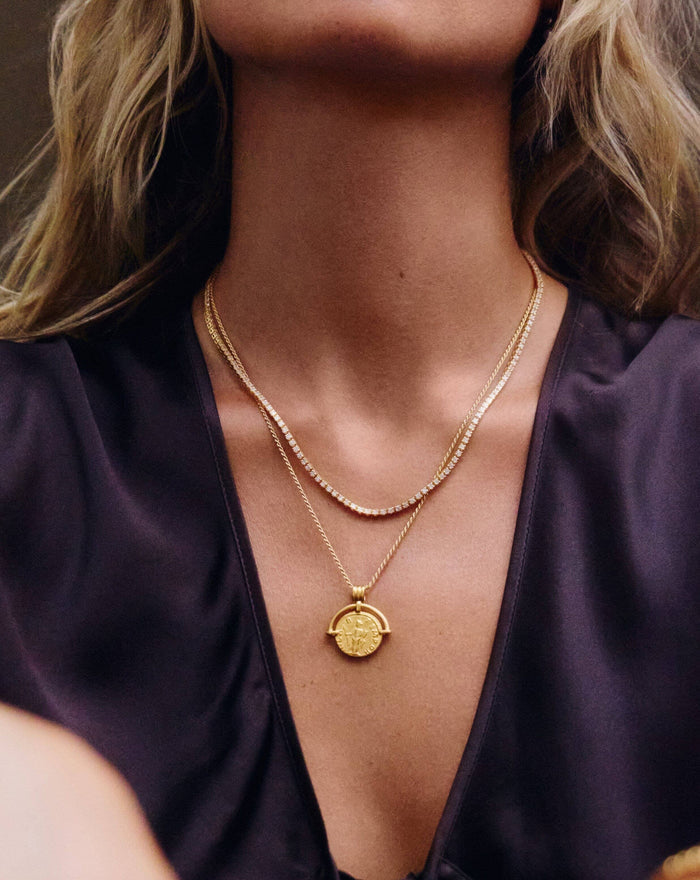 Lucy Williams Medium Engravable Roman Arc Coin Necklace | 18k Gold Plated Necklaces Missoma