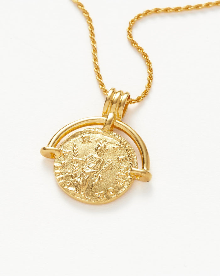 Lucy Williams Medium Engravable Roman Arc Coin Necklace | 18k Gold Plated Necklaces Missoma