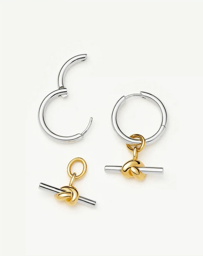 Lucy Williams Knot T-Bar Charm Hoop Earrings | Mixed Metal Earrings Missoma