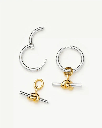 Lucy Williams Knot T-Bar Charm Hoop Earrings | Mixed Metal Earrings Missoma