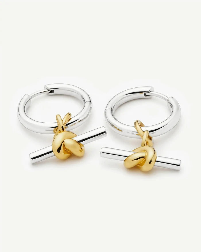 Lucy Williams Knot T-Bar Charm Hoop Earrings | Mixed Metal Earrings Missoma