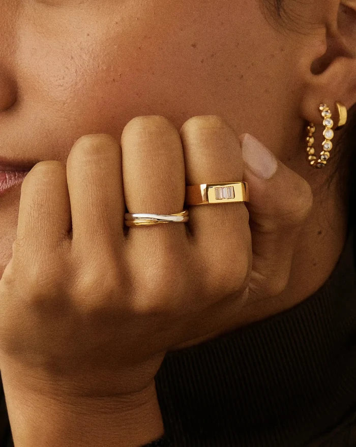 Lucy Williams Triple Stone Chunky Ring | 18k Gold Plated Rings Missoma