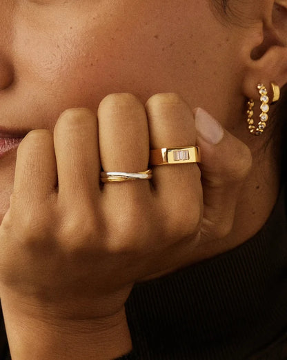 Lucy Williams Triple Stone Chunky Ring | 18k Gold Plated Rings Missoma