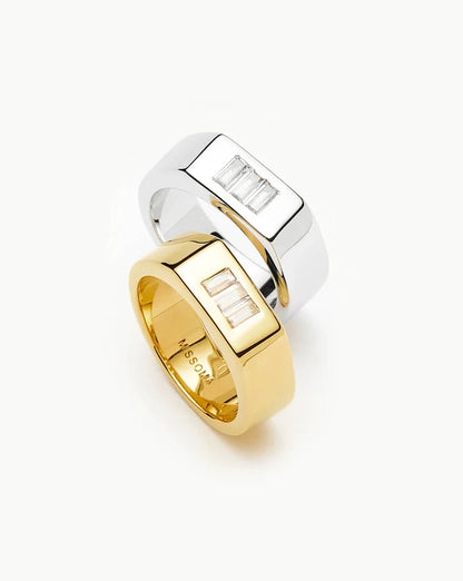 Lucy Williams Triple Stone Chunky Ring | Silver Plated Rings Missoma