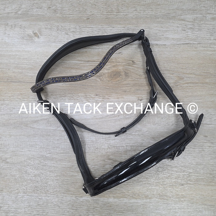 Lumiere Skyla Bitless Bridle with Kavalkade Bling Browband, No Reins, Black, Siz