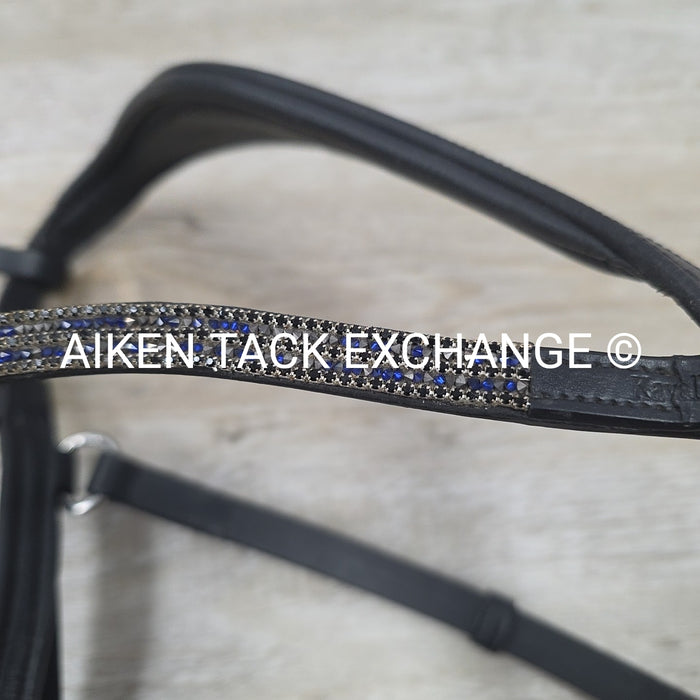 Lumiere Skyla Bitless Bridle with Kavalkade Bling Browband, No Reins, Black, Siz