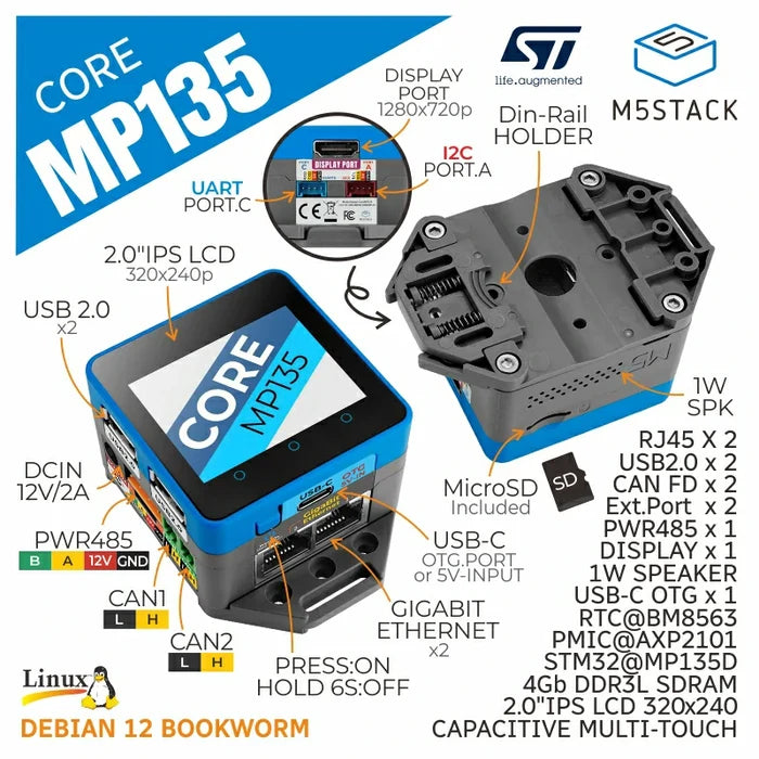 M5Stack CoreMP135 with STM32MP135D - m5stack-store