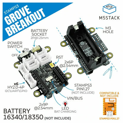 M5StampS3 Grove Breakout w/ 1.27 Header Pin - m5stack-store