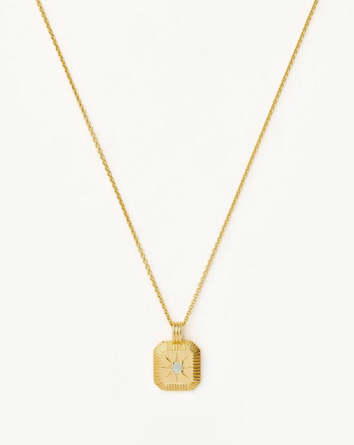 March Birthstone Pendant Necklace | 18ct Gold Vermeil/Dyed Aqua Chalcedony Necklaces Missoma