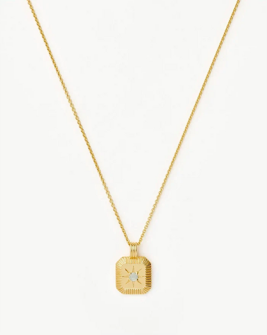 March Birthstone Pendant Necklace | 18ct Gold Vermeil/Dyed Aqua Chalcedony Necklaces Missoma