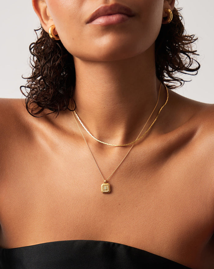 March Birthstone Pendant Necklace | 18ct Gold Vermeil/Dyed Aqua Chalcedony Necklaces Missoma