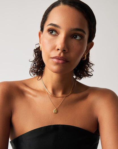 March Birthstone Pendant Necklace | 18ct Gold Vermeil/Dyed Aqua Chalcedony Necklaces Missoma