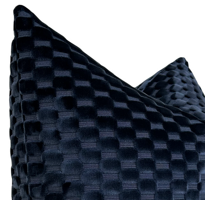 Marlow Cut Velvet Pillow Cover in Midnight