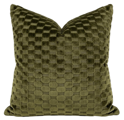 Marlow Cut Velvet Pillow Cover in Moss