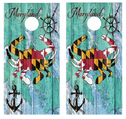 Maryland Crab Themed Cornhole Design