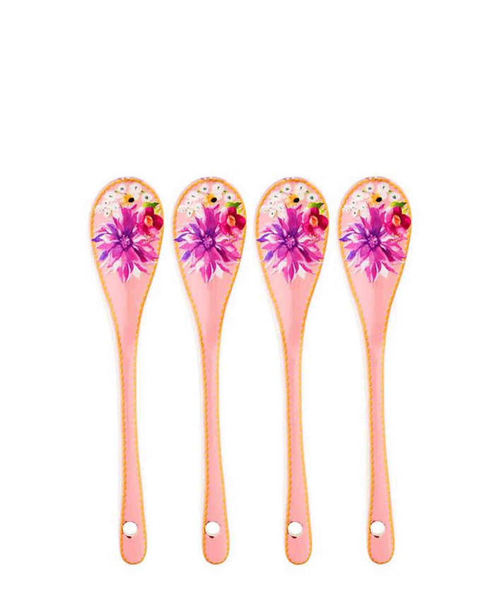 Maxwell & Williams Ts & C's Dahlia Daze Ceramic Teaspoon 4 Piece Pink Gift Boxed