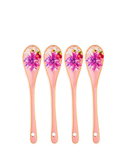 Maxwell & Williams Ts & C's Dahlia Daze Ceramic Teaspoon 4 Piece Pink Gift Boxed
