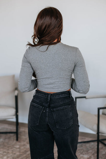 Mazure Ribbed Top - Heather Grey