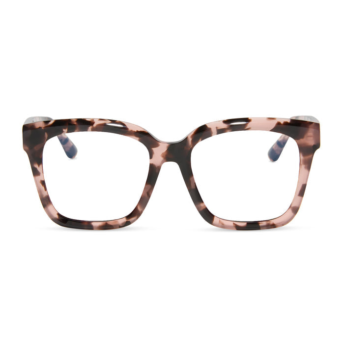 diff eyewear meredith square prescription glasses with a himalayan tortoise frame front view