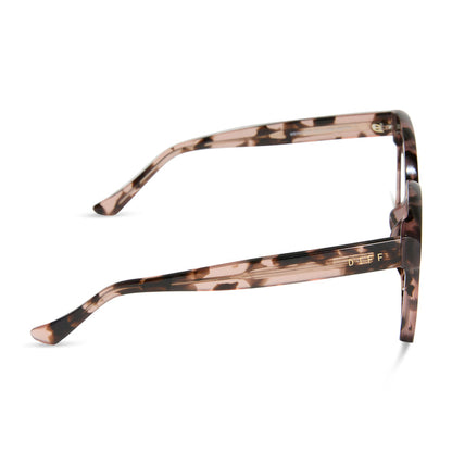 diff eyewear meredith square prescription glasses with a himalayan tortoise frame side view