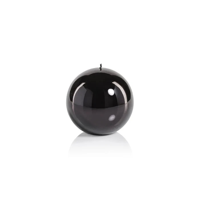 METALLIC BALL CANDLE- MATTE PEARL BLACK- 4.75