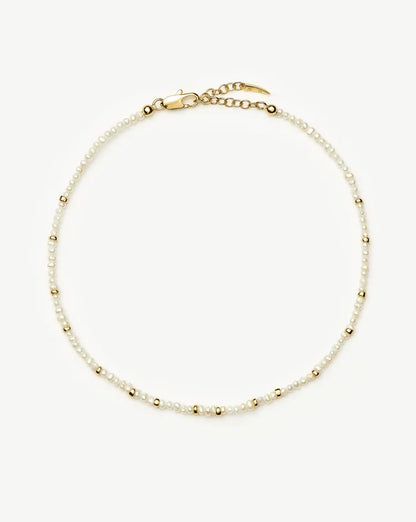 Micro Pearl Beaded Anklet | 18k Gold Plated/Pearl Anklets Missoma