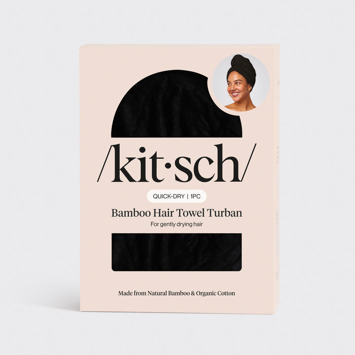 Kitsch Black Microfiber Hair Towel product packaging.
