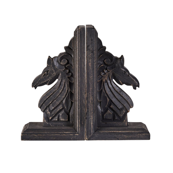 Midnight Stallion Wooden Bookends