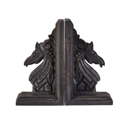 Midnight Stallion Wooden Bookends