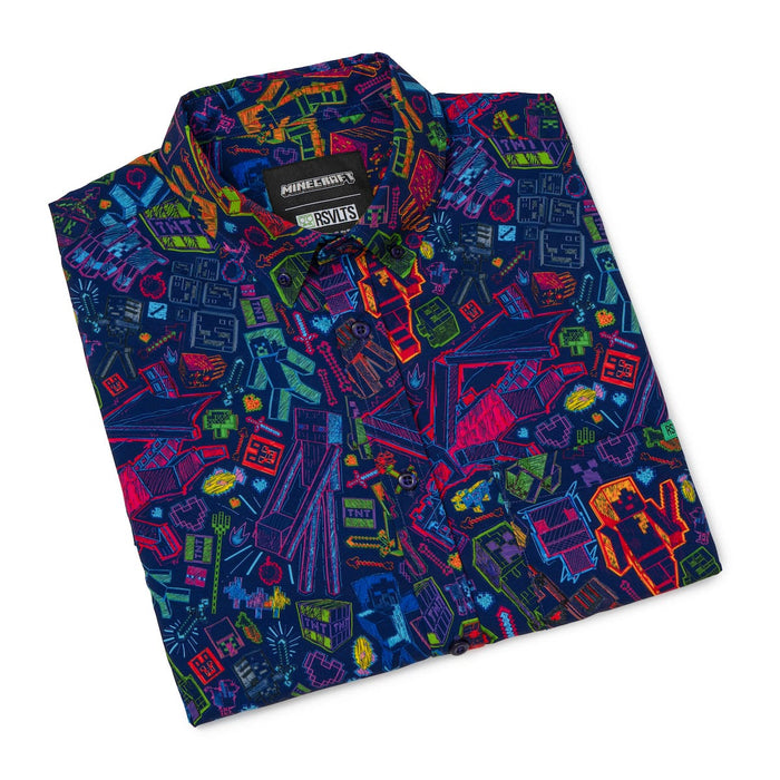 RSVLTS RSVLTS® Minecraft "Blacklight Blocks" _ KUNUFLEX Short Sleeve Shirts Minecraft "Blacklight Blocks" _ KUNUFLEX Short Sleeve Shirts