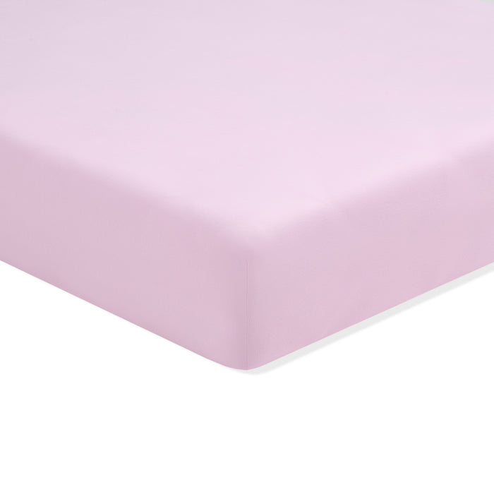Solid light purple fitted sheet on a white background