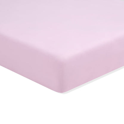 Solid light purple fitted sheet on a white background