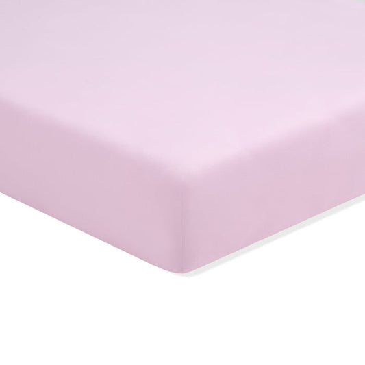 Solid light purple fitted sheet on a white background