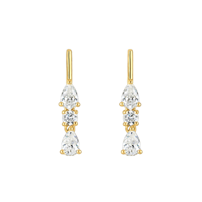 Mini Linea Drip Earring - vermeil bar stud with pear and circle lab gemstone drops, 25mm
