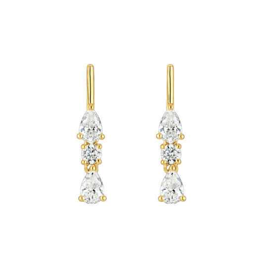 Mini Linea Drip Earring - vermeil bar stud with pear and circle lab gemstone drops, 25mm