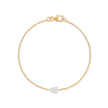 Mini Pear Chain Bracelet - 14k vermeil 5mm pear lab gemstone on rolo chain bracelet