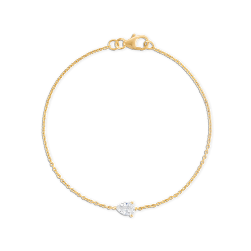 Mini Pear Chain Bracelet - 14k vermeil 5mm pear lab gemstone on rolo chain bracelet