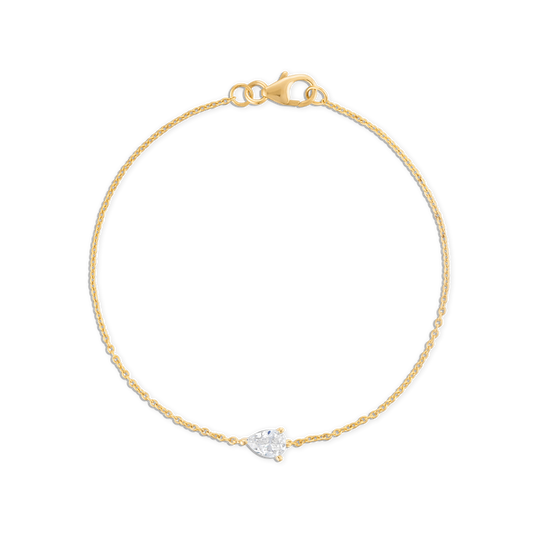 Mini Pear Chain Bracelet - 14k vermeil 5mm pear lab gemstone on rolo chain bracelet