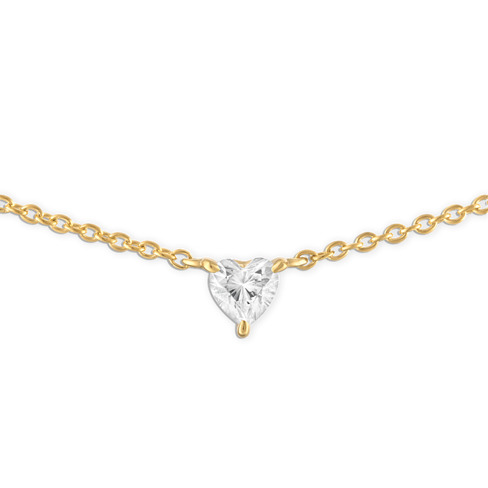 Mini Single Heart Necklace - 14k vermeil lab gemstone heart on rolo chain