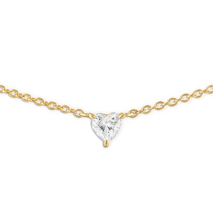 Mini Single Heart Necklace - 14k vermeil lab gemstone heart on rolo chain