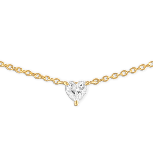 Mini Single Heart Necklace - 14k vermeil lab gemstone heart on rolo chain
