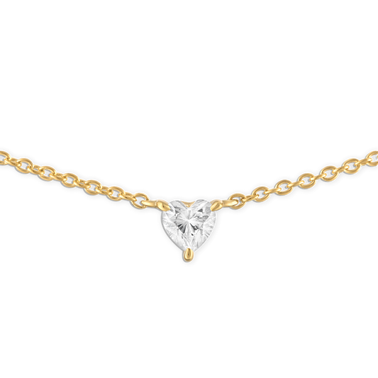 Mini Single Heart Necklace - 14k vermeil lab gemstone heart on rolo chain