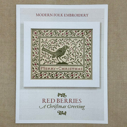 Modern Folk Embroidery - Red Berries: A Christmas Greeting - Booklet Chart and/or Roxy Floss