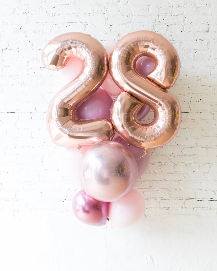 Modern Mauve - Double-Digit Foil and Latex Balloon - bouquet of 13