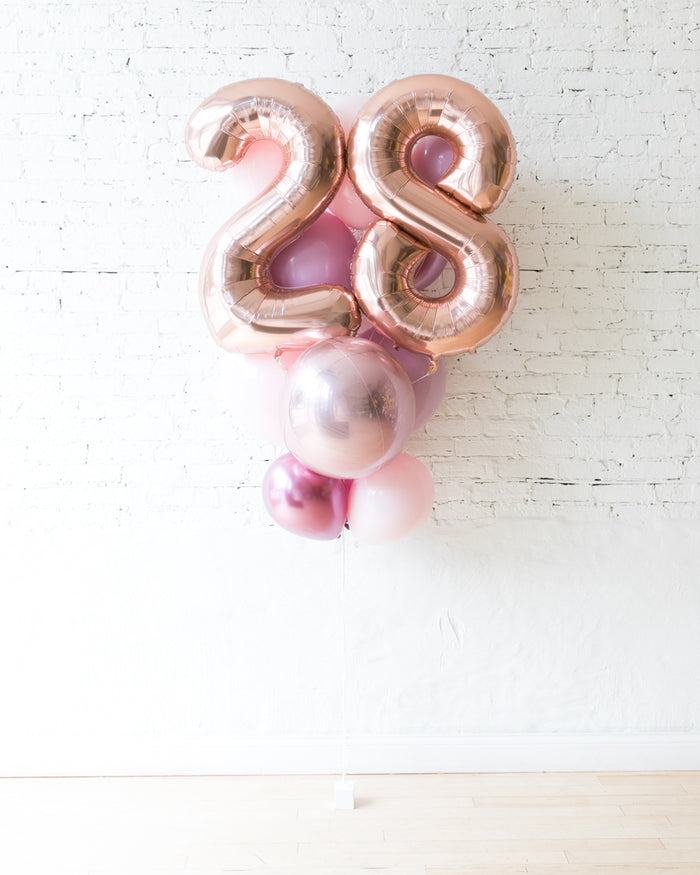 Modern Mauve - Double-Digit Foil and Latex Balloon - bouquet of 13