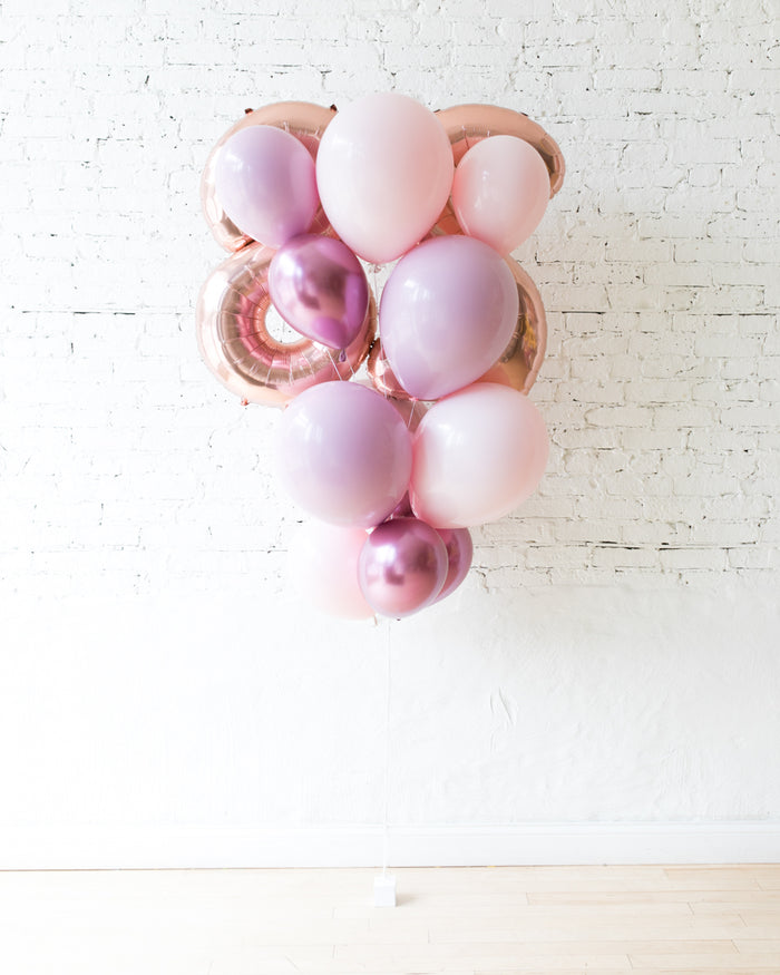 Modern Mauve - Double-Digit Foil and Latex Balloon - bouquet of 13